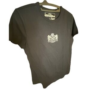 LRL‎ Ralph Lauren Active Shirt Short Sleeve Crest Logo Black Tee Top M